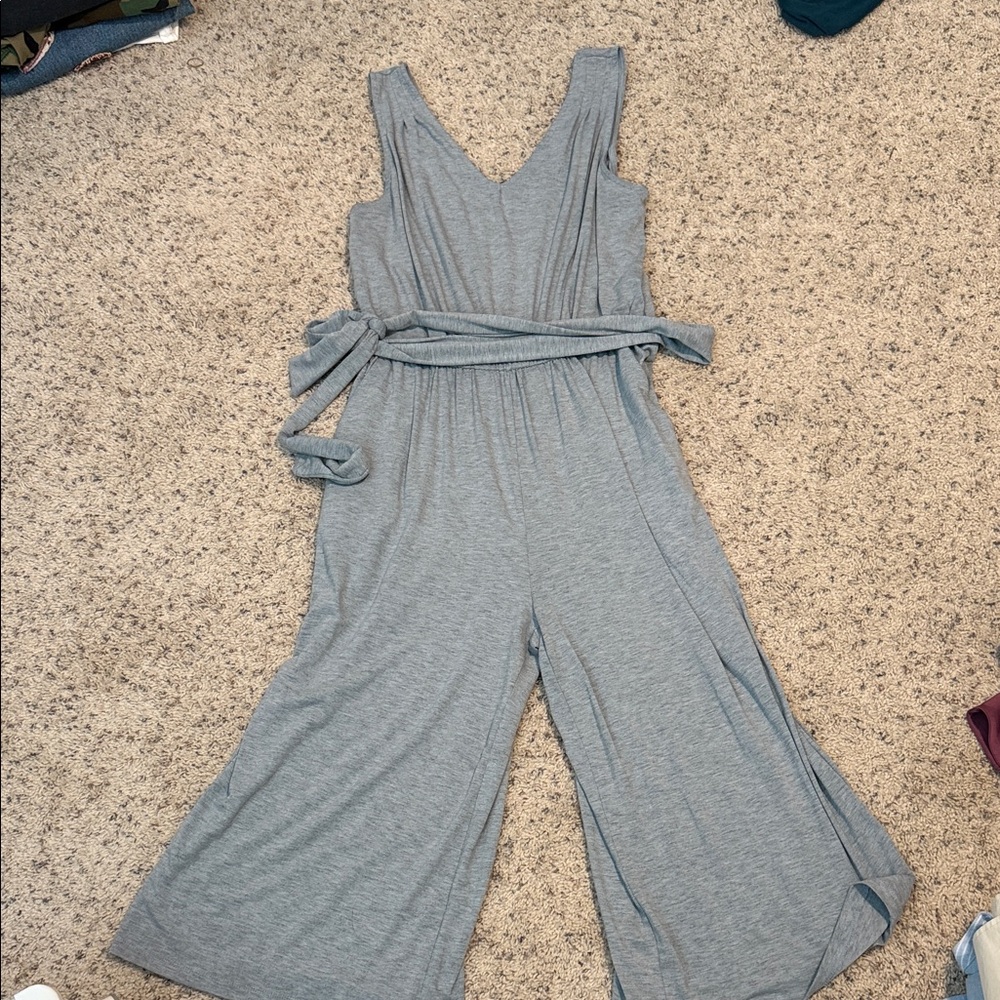 Time and Tru Gray V-Neck Jumpsuit